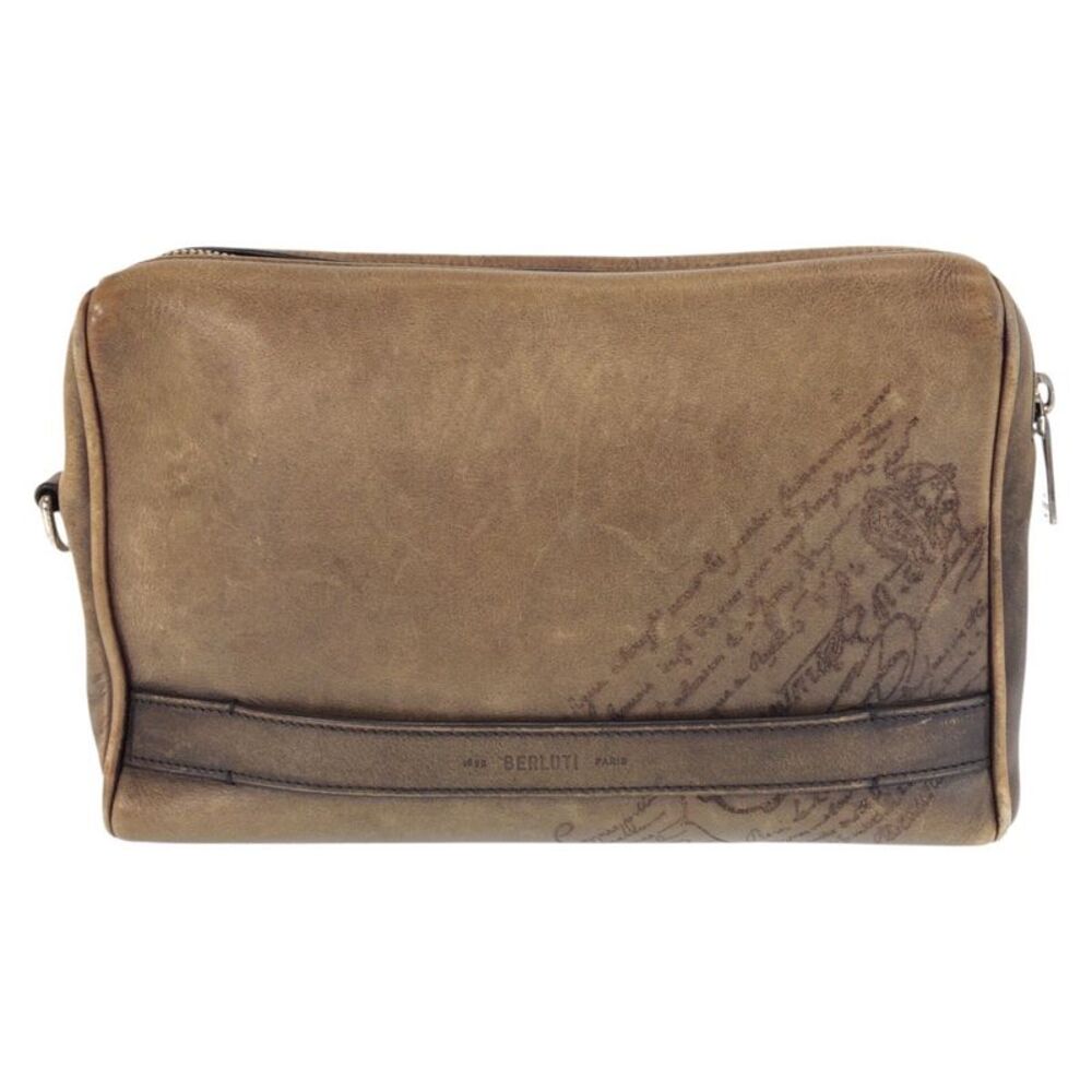 Berluti Calligraphy Leather Clutch Bag
